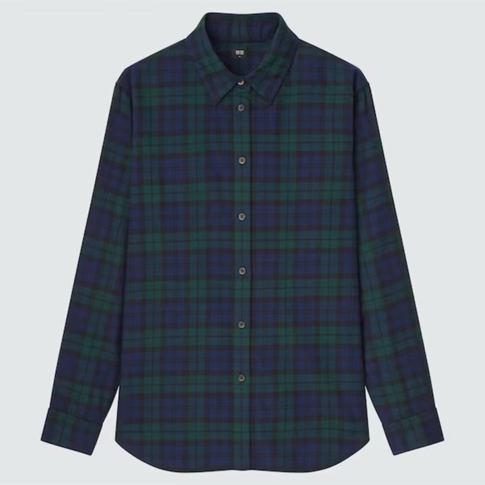 Uniqlo blue and green flannel top